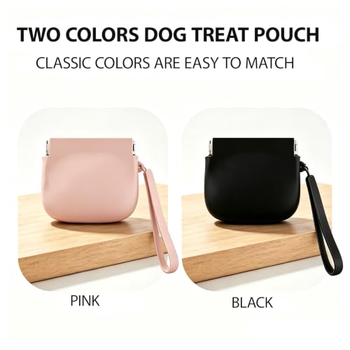 Silicone Dog Treat Pouch Portable Snack Pouch (Pink & Black) - color: Pink & Black