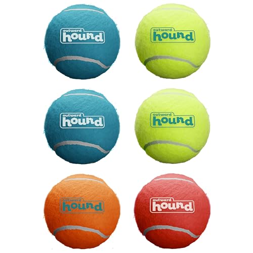 Outward Hound Squeaker Ballz Tennis Ball Dog Toy, Medium, 2.5", 6‑Pack - color: Multi Squeaker Balls, size: Medium, style: 6-Pack