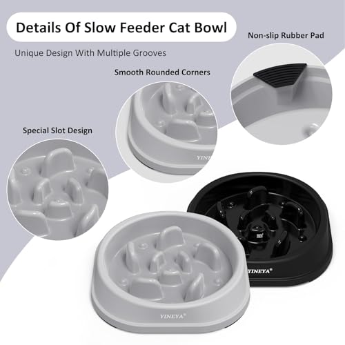 YINEYA 2PCS Anti-Choking Slow Feeder Dog Bowls Small Size Dog, Slow Feeder Cat Bowl, Supplies and Puzzle for Pet - color: B - Gray & Black, size: Small
