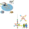 2Pcs Bird Foraging Toys Puzzle, Bird Slow Feeder Mats, Interactive Parrot Foraging Toys & 2pcs Bird Spinner Toys for Parrots with Bells, Natural Wood Parakeet Toys Noise for Cage