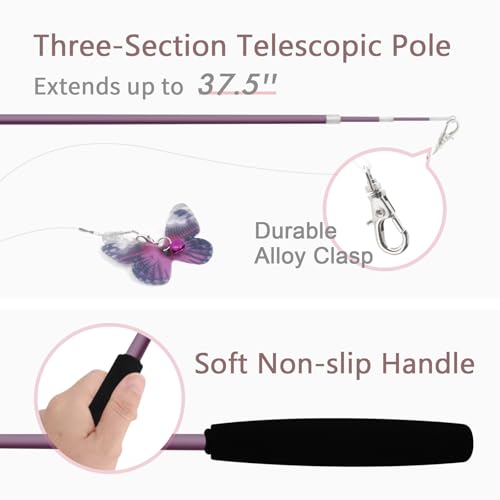 SONGWAY Cat Butterfly Toys - 13 Pieces Cat Toy Set with Retractable Wand and Butterfly Toy Replacement with Bell, Interactive Toys for Indoor Cats Kittens - size: Butterfly Cat Wand Toys 10 Pieces