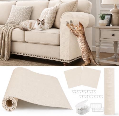 4Pack Cat Scratch Furniture Protector, Self-Adhesive, Off-White - color: Off-white, size: 4 Pack