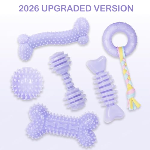 6 Pack Dog Chew Toys, Purple, Small Dog Teething Toys, Soft Durable Interactive Toys for Puppies - color: Purple, size: Small（6Pack）