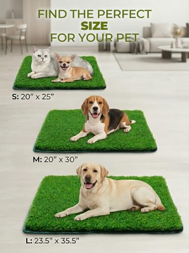 1.2'' Thick Woven Fake Grass Mat for Dog, Glue-Free Artificial Turf Potty Training Pad with Fast Drainage, Machine Washable Pet Pee Pad, Indoor Outdoor Non-Toxic Rug (Large) - size: 23.5'' x 35.5''（Large）