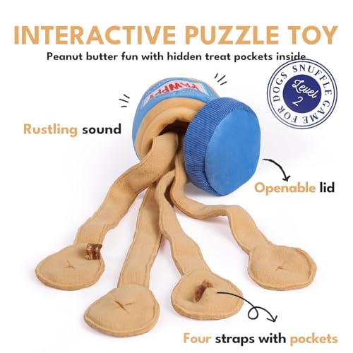CHEWFFON Interactive Dog Enrichment Toy, Crinkle & Snuffle Puppy Toys - style: Peanut Butter