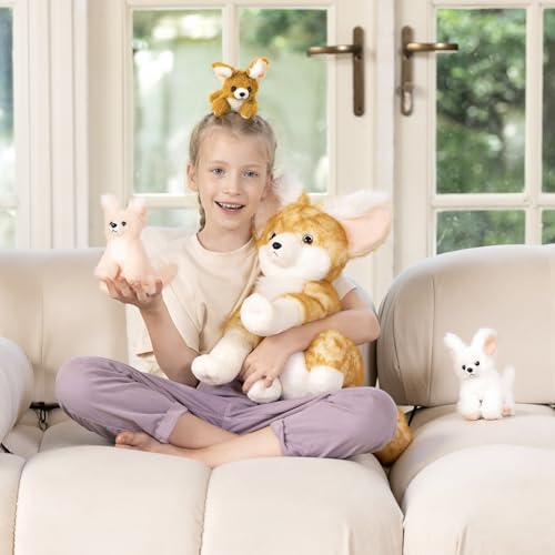 Fennec Fox Plush Toy with 3 Babies, 17.4" Fox Stuffed Animal - style: Fennec Fox