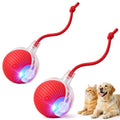 2-Pack Smart Interactive Automatic Electric Rolling Moving Rechargeable Motion Activated Self Play Stimulation Chase Teaser Ball Toy with Rope for Indoor Bored Adult Cat and Dog, Red+Red - color: Red+Red