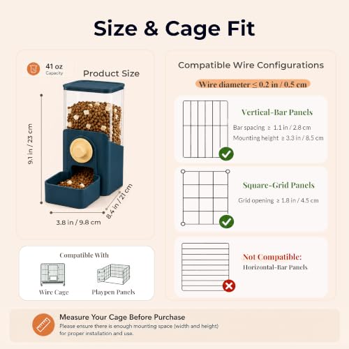 41 oz Hanging Gravity Feeder for Small Animal Cages Rabbit & Guinea Pig - color: Dark Blue