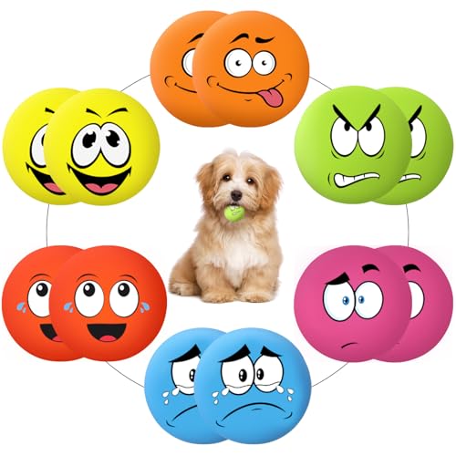 Hungdao 12 Pcs Squeaky Dog Toys, Small Dog Ball Bulk, Rubber Latex, Cute - style: Cute