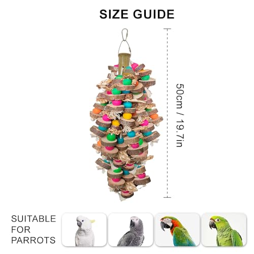 Large Bird Toys for Parrots Toys Natural Colored Wooden Chew Accessories for Macaws, Cockatoos, African Grey, and Amazon Parrots - color: Natural Wood Tone
