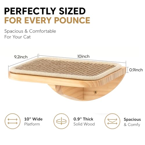 Cat Window Perches, Cat Wall Shelves with Curved Bed and 2 Sisal Mat Steps - color: Combo A (1 Foam-Mat Bed, 2 Steps)