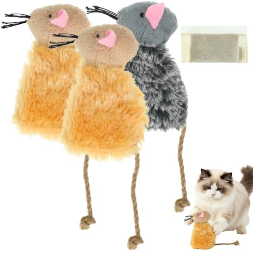 Homoyoyo 3Pcs Catnip Cat Toys Simulated Roo Toy Plush Cat Toy for Indoor Cats Interactive Kicker and Chew for Kittens Breathable Fabric 4.33 X 2.55 X 0.98 in
