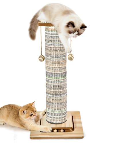 Odoland 31" Tall Large Cat Scratching Post with Replaceable Scratcher Pad - color: Stripe