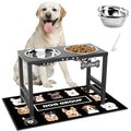 ADENGL Elevated Dog Bowls,16inch Tall Pet Bowl Holder, Raised Bowl Stand with 2 Stainless Steel Bowls (68oz) and Spill-Proof Mat, Dog Feeder for Large Extra Large Breeds - color: Black, size: Height: 16 in