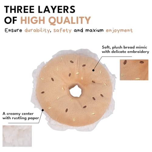 CHEWFFON Dog Squeaky Toy, Interactive Bagel Shape Puzzle Toy - style: Bagel