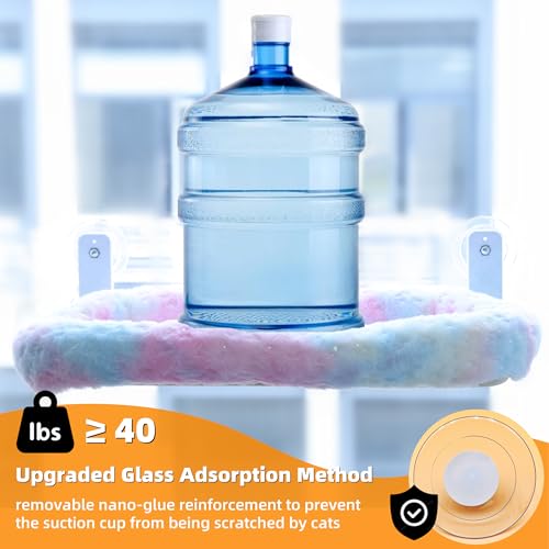 Cat Window Perch, Sturdy Cat Hammock with Strong Suction Cups for Large Heavy Cats, Gradient Color Shiny Fabic with Cushioned Border, Cute Window Bed Seat for Cats Inside with Movable Toy Hooks (XL) - size: XL (25.1'L x11.2'W x7.8'H)
