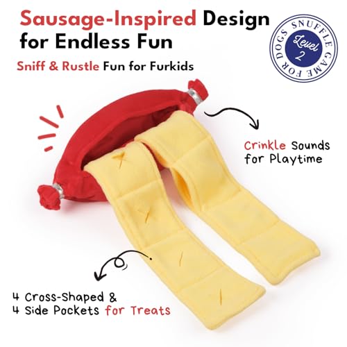 CHEWFFON Snuffle Dog Toy, Interactive Crinkle Toy for Enrichment - style: Sausage
