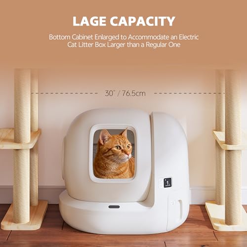 Wood Cat Tree for Automatic Litter Box, 5 Tier Cat Tower, 74 Inch - size: 74.4''H