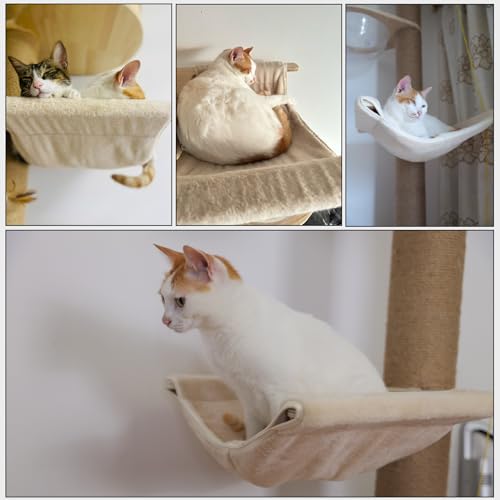 Floor-to-Ceiling Cat Tree with Natural Sisal Rope Scratching Post - Adjustable Height (55-119 Inches) - Modern Cat Activity Tree, Cat Scratcher Post - size: 4-Tier Cat Tree