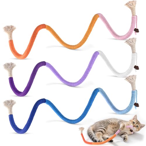 TINDTOP Cat Toys Chew Ropes, 3 Pack Interactive Cat Nip Kicker Toy - color: 3 Pack Ropes