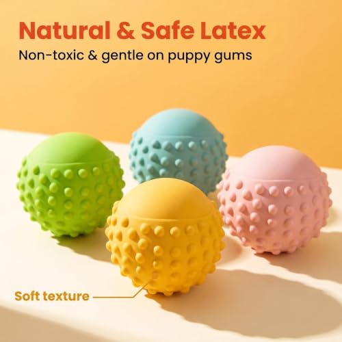 Squeaky Dog Toys for Puppy Small Medium Dogs, 4PCS - color: 4Color Balls
