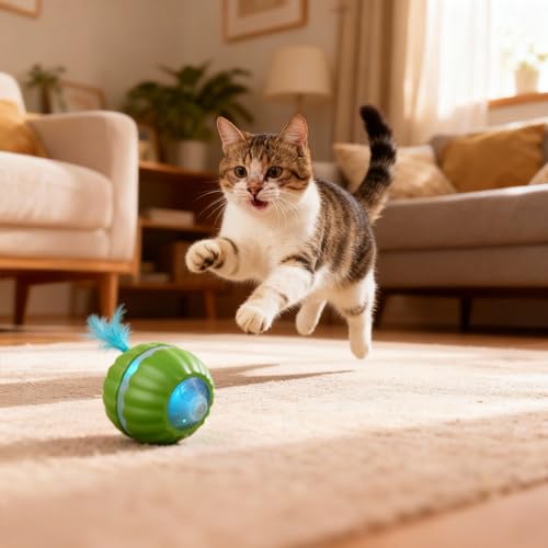 Interactive Cat Toys for Indoor Cats,Automatic Moving Kitten Toys - color: P08-Green