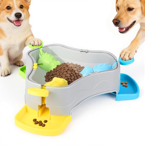 Dog Puzzle Toy, 3-in-1 Interactive Dog Puzzle Toys Press-Type Dog Treat Dispenser Toy Dog Enrichment Toy No-Slip Slow Feeder Interactive Brain Training Toys for Smart Dog Cats, 3 Colors - color: 3 colors+Grey