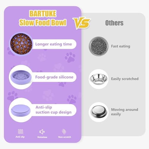 Silicone Dog Lick Bowl, Slow Feeder Dog Bowls with Strong Suction, Purple - color: Purple