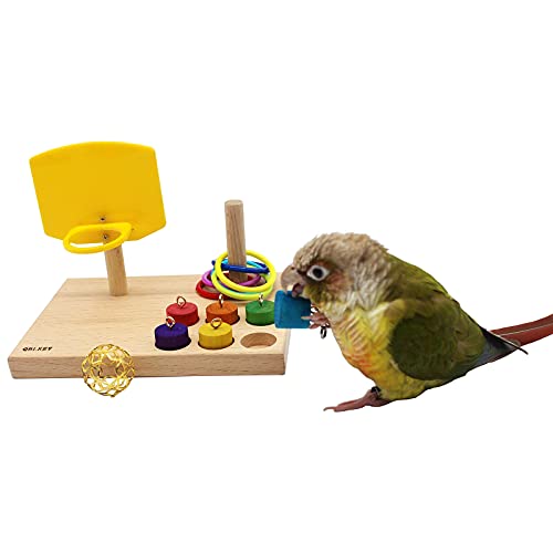 QBLEEV Bird Basketball Toy, Parrot Activity & Foraging Training Toys Set - color: Basketball Toy Set