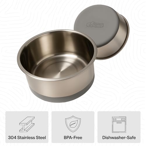 GORILLA GRIP Dog Bowl, Food Grade Stainless Steel Water Bowls, 4 Cup Gray - color: Gray, size: 4 Cup - Single Bowl