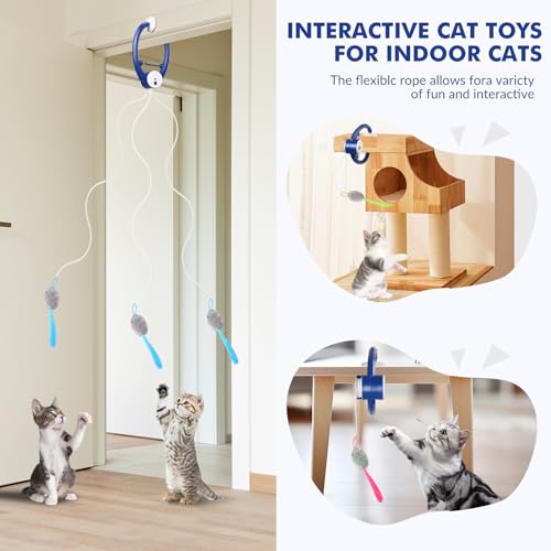 Wortade Automatic Hanging Cat Toy, Electric cat Teaser, Dark Blue - color: Dark bule