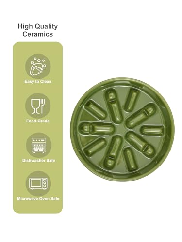 Ceramic Slow Feeder Dog Bowl, Green, Small - color: Lights-Green, size: Small