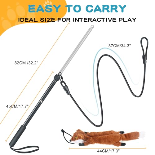 Flirt Pole for Dogs - Heavy Duty Interactive Dog Rope Toy, Agility Training Fishing Pole for Large and Small Breeds, Durable Exercise Stick with Replaceable Tails