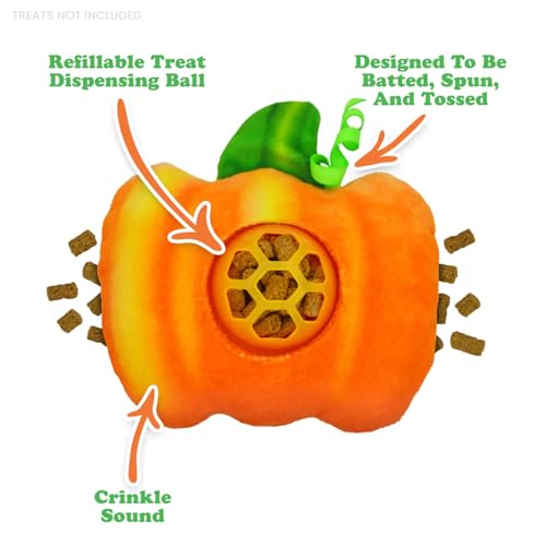 Meowijuana Knock 'n' Nibble Fall Pumpkin Treat-Dispensing Cat Toy - color: Pumpkin