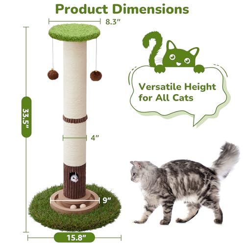 Woochpet 34" Tall Cat Scratching Posts,Heavy Duty and Thicker Cat Scratcher - color: Green