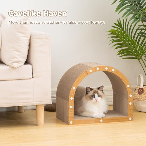 Avont Cardboard Cat Scratcher House, Kitten Tunnel & Scratching Pad
