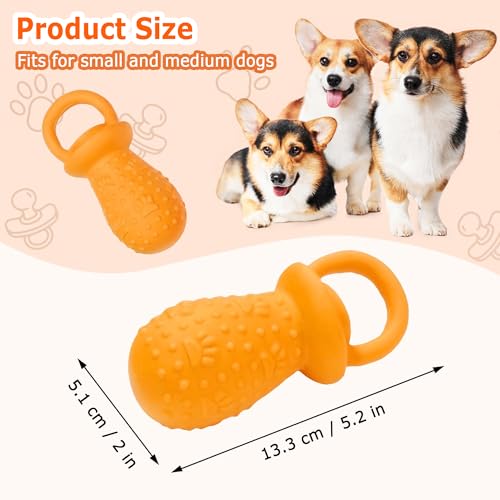 Latex Chew Dog Toys, Novelty Squeaky Pacifier Dog Toys, 5.2" Durable Pacifier Dog Chew Toys for Small and Medium Dogs(Orange,1 Pcs) - color: Orange