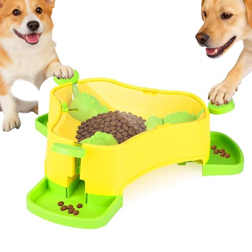 Dog Puzzle Toy, 3-in-1 Interactive Dog Puzzle Toys Press-Type Dog Treat Dispenser Toy Dog Enrichment Toy No-Slip Dog Slow Feeder Interactive Brain Training Toy for Smart Dog Cat, Green - color: Green+Yellow
