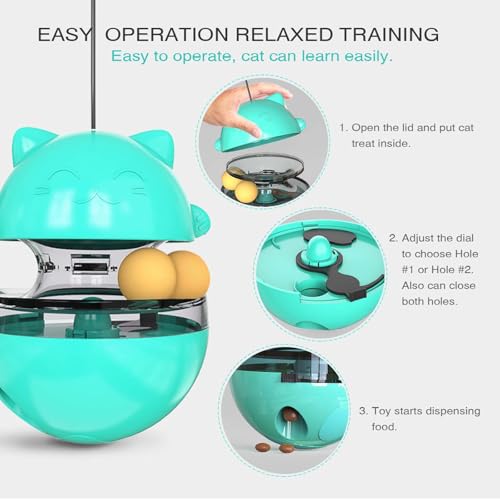 Interactive Cat Toy for Indoor Cats Wobble Treat Dispenser Ball (Blue) - color: Blue