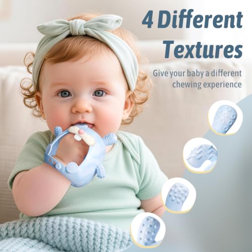 akolik Baby Teething Toys,Teething Relief Teether Toys for Babies 3-6-9-12 Months,Silicone Teething Mitten Toys,Anti Dropping Wrist Hand Teethers Baby Chew Toys,Baby Essentials(Pink) - color: Pink