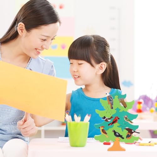 TOYANDONA 1 Set of Baby 3D Jigsaw Puzzle Wooden Tree Bird Shaped Montessori Toy Educational Preschool Learning Toys Children's Day