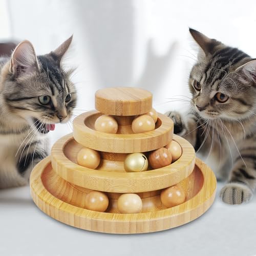 DoogCat Cat Ball Track - 3-Level Cat Ball Tower with 9 Removable Balls for Interactive Play and Mental, Physical Exercise - Large Size - size: Large - Standard