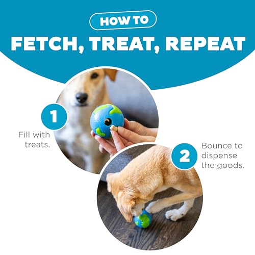 Outward Hound by Planet Dog Orbee-Tuff Planet Ball Blue/Green Treat-Dispensing Dog Toy, Small