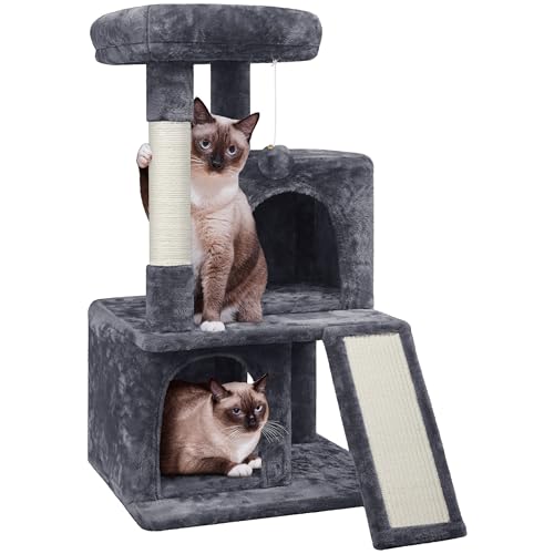 Yaheetech 36in Cat Tree Tower with Large Perch for Senior Kittens - color: Dark Gray, size: 36in