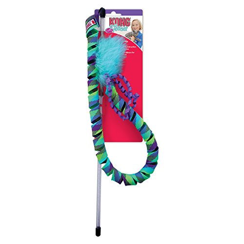KONG Cat Teaser Wand Toy - Encourages Pouncing & Batting (Curlz) - color: BLUE