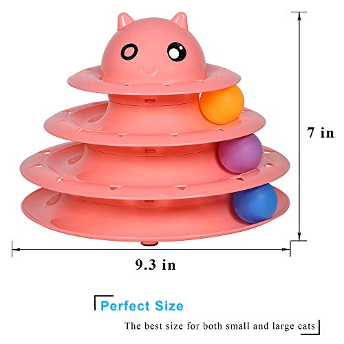 UPSKY Cat Toy Roller 3-Level Turntable Cat Toys with Six Colorful Balls - color: A-Red