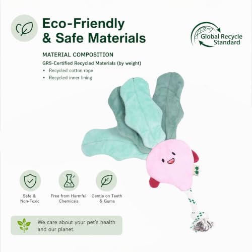 Green Sheep Interactive Plush Dog Toy, No Stuffing Squeaky Toy with Recycled Cotton Rope for Medium to Large Dogs, Chew Toy, Radish - color: Radish（M）