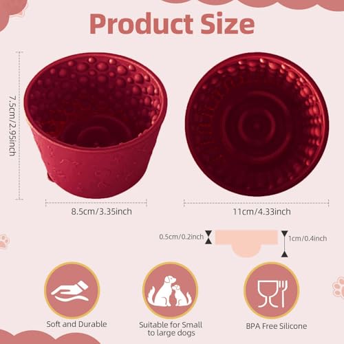 Dog Lick Bowl, Non-Slip Freeze Slow Feeder Small Medium, 1.6 Cup - color: Claret