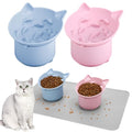 2 Pack Elevated Slow Feeder Cat Bowls Anti Vomit Silicone Raised Cat Bowls - color: Pink, Blue