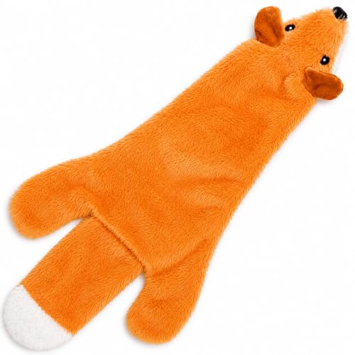 Interactive Crinkle Fox Dog Toy – No Stuffing Plush Squeaky Pet Toy (22"x8.5"), Tear-Resistant Reinforced Stitching, Odor-Free Chew Toy, Keeps Them Busy for Small, Medium & Large Dogs - color: Crinkle Fox (Brown)